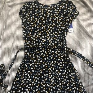 POPSUGAR tie floral short sleeve dress